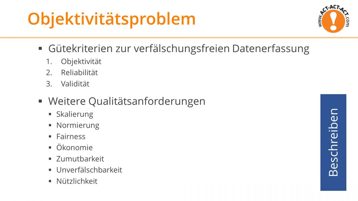 Psychologie Aufnahmetest Vorbereitung: Objektivitätsproblem