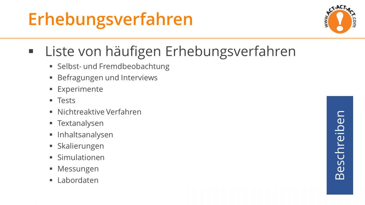 Psychologie Aufnahmetest Vorbereitung: Erhebungsverfahren