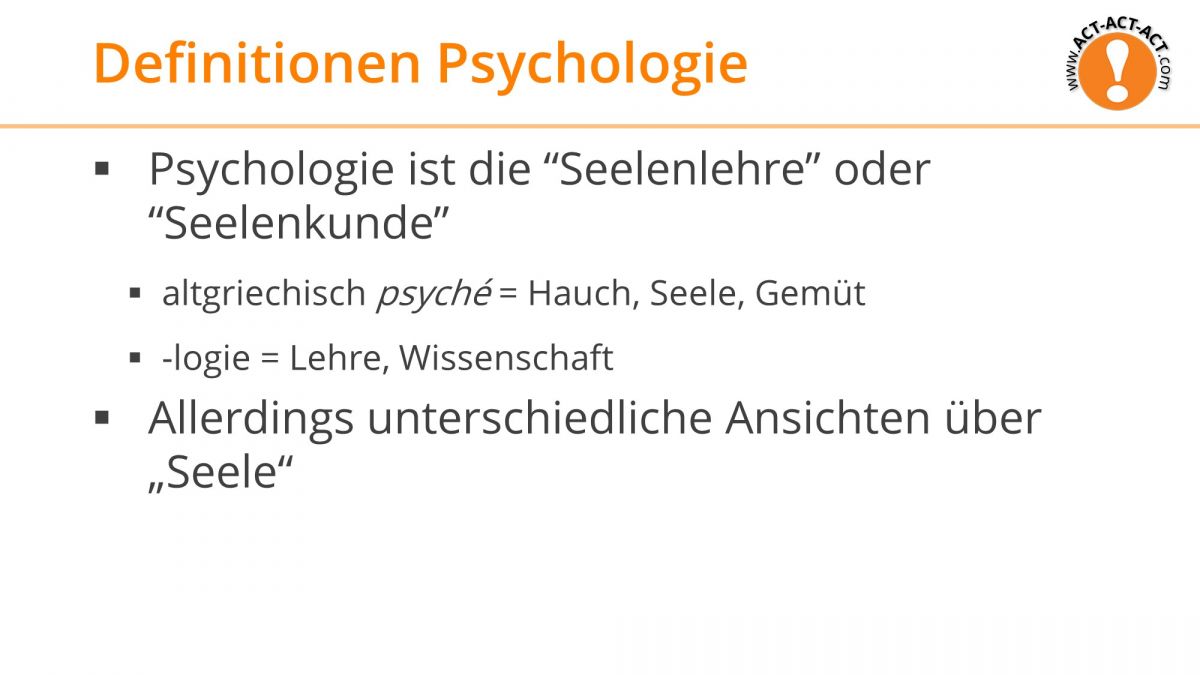 Psychologie Aufnahmetest Kapitel 2: Definition Psychologie