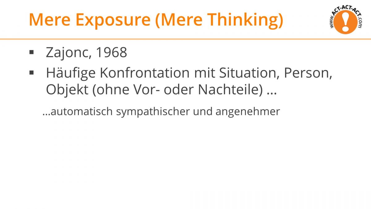 Psychologie Aufnahmetest Kapitel 9: Mere Exposure Effekt