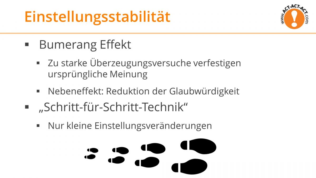 Psychologie Aufnahmetest Kapitel 10: Einstellungsstabilität