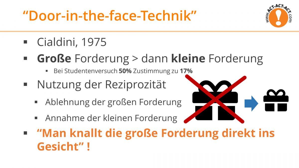 Psychologie Aufnahmetest Kapitel 10: Door-in-the-face-Technik