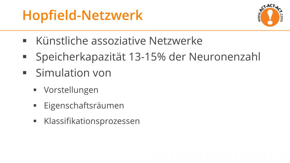 Psychologie Aufnahmetest Kapitel 7: Hopfield-Netzwerk