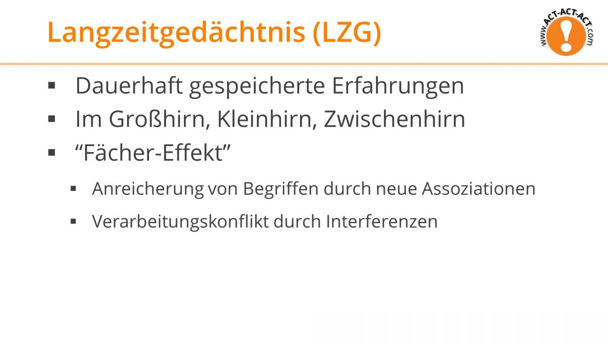 Psychologie Aufnahmetest Kapitel 7: Langzeitgedächtnis