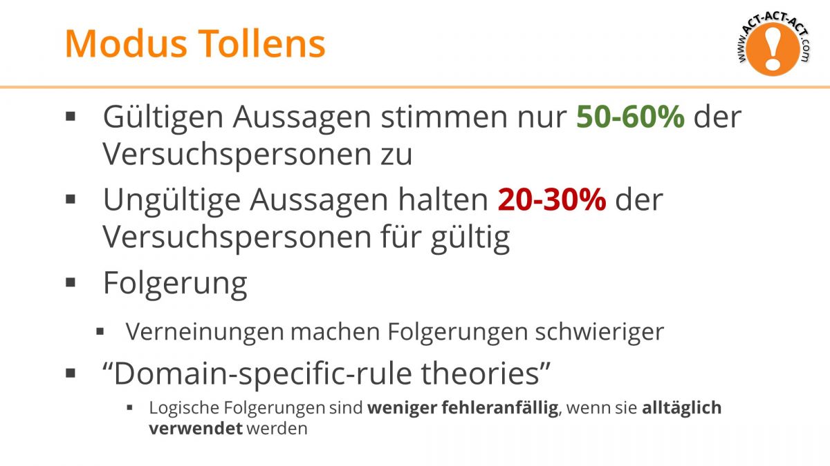 Psychologie Aufnahmetest Kapitel 8: Modus Tollens