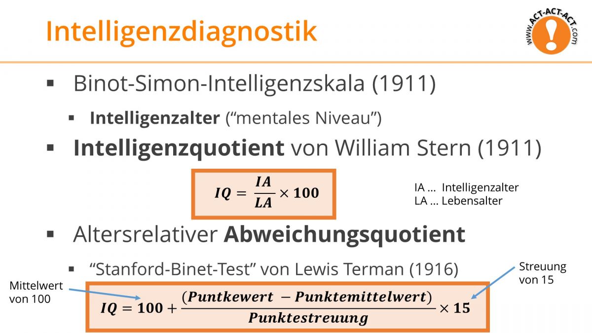 Psychologie Aufnahmetest Kapitel 8: Intelligenzdiagnostik