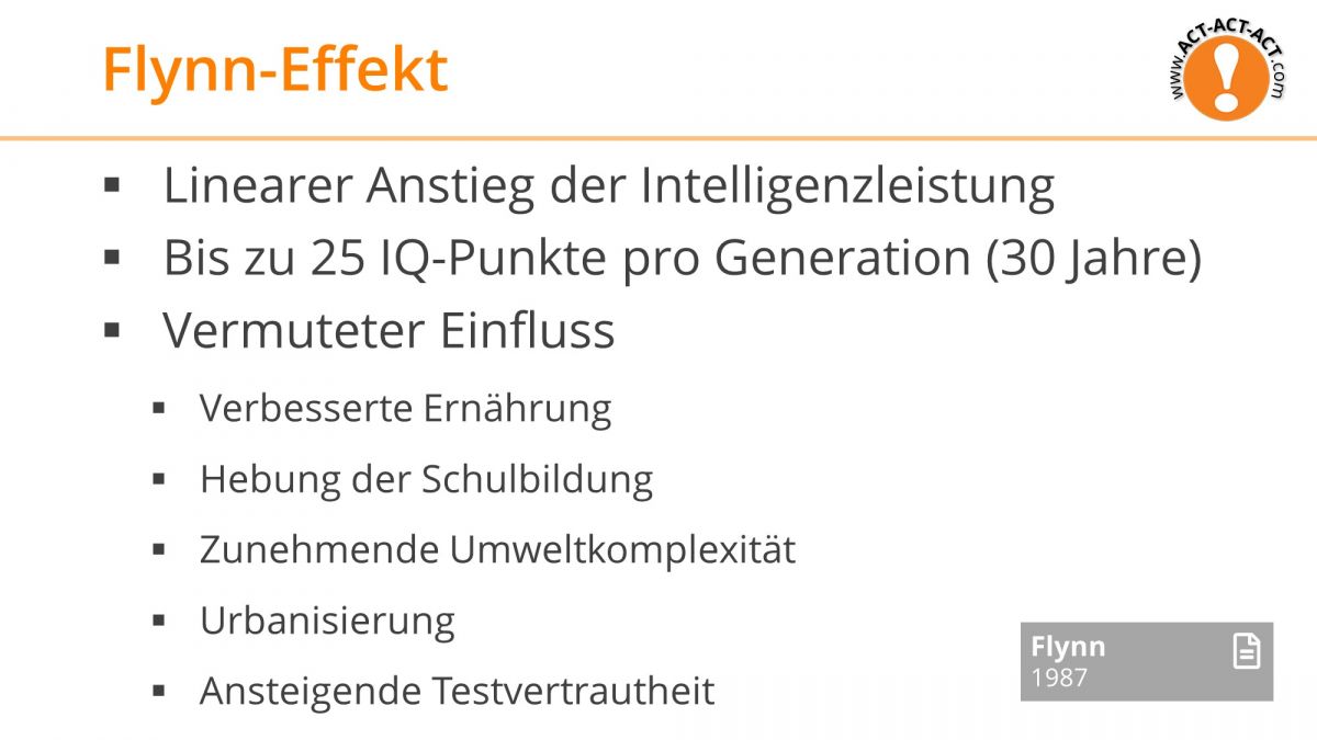 Psychologie Aufnahmetest Kapitel 8: Flynn-Effekt