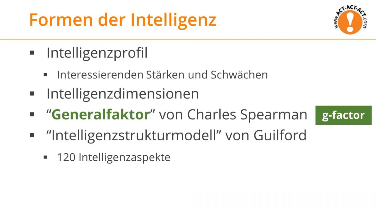 Psychologie Aufnahmetest Kapitel 8: Formen der Intelligenz