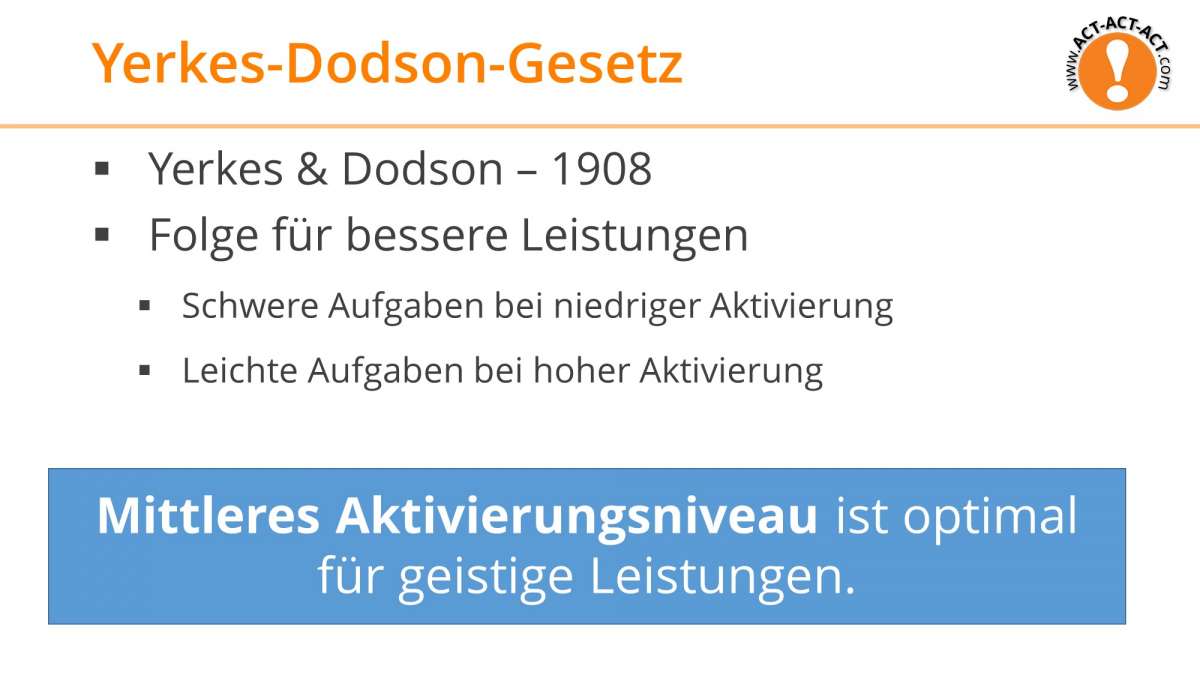 Psychologie Aufnahmetest Kapitel 6: Yerkes-Dodson-Gesetz